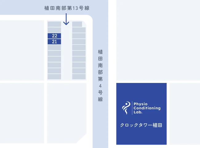 駐車場案内図 - クロックタワー植田パーキング21番・22番